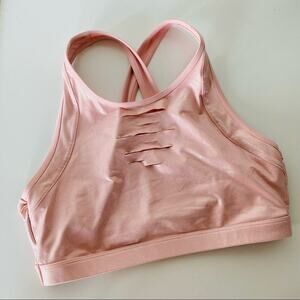 NEW VS VICTORIAS SECRET PINK Sparkle Strappy Open Slit Bralette Sports Bra M